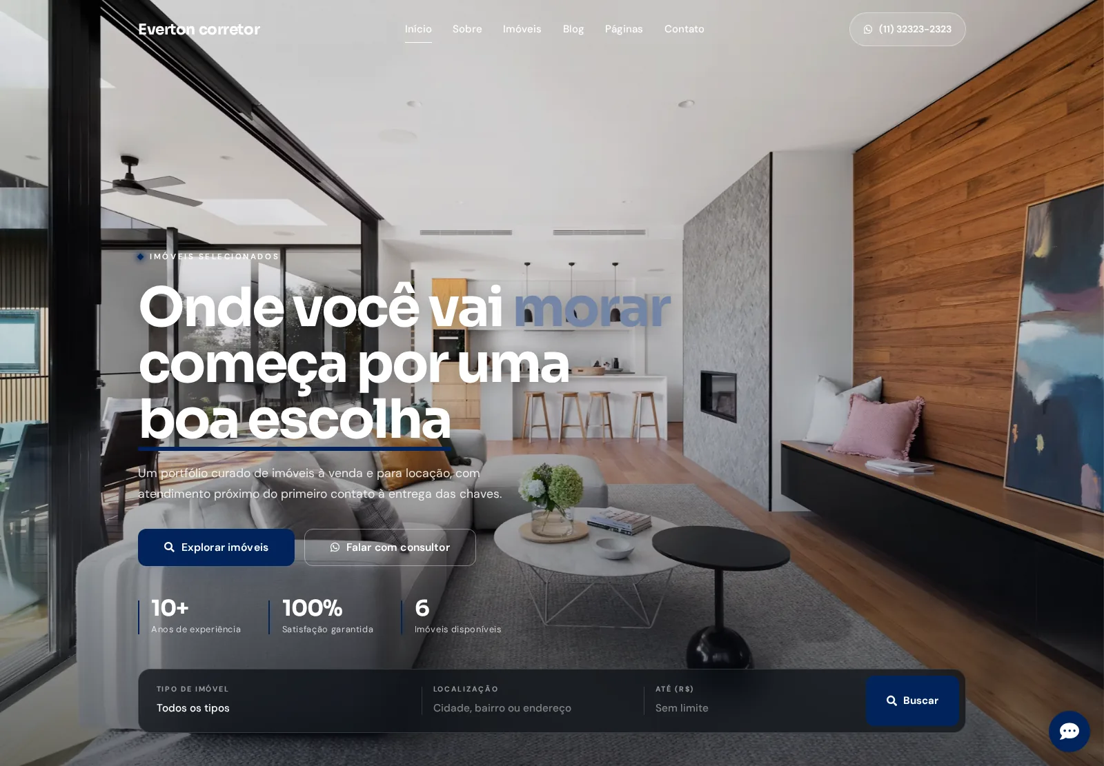 Exemplo de site de corretor publicado na plataforma