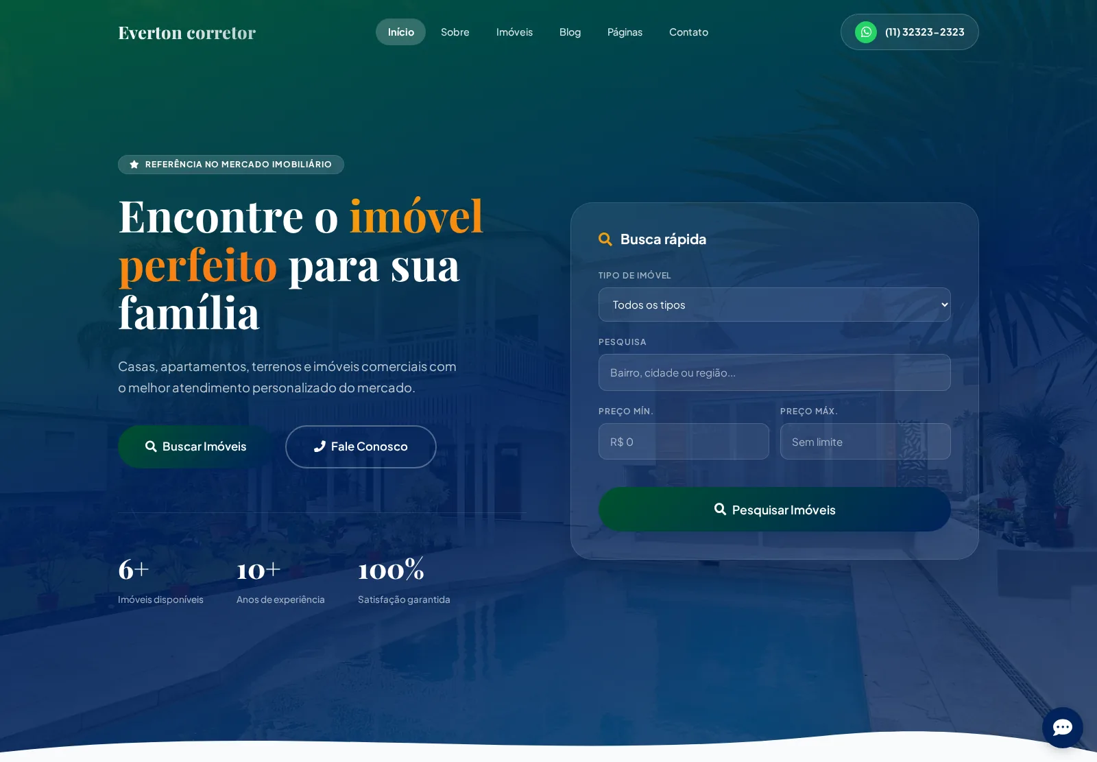 Exemplo de site de corretor publicado na plataforma